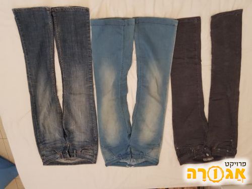 3 מכנסי ג'ינס ארוך מידה 36-38 גזרה נמוכה