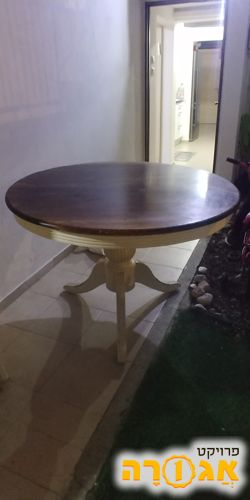 שולחן עגול עץ מלא קוטר 1.20