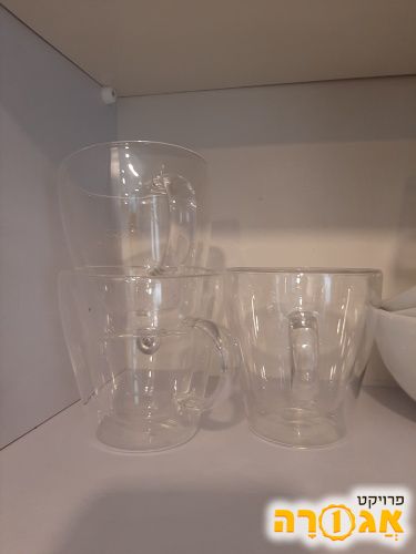 3 כוסות זכוכית מבודדות