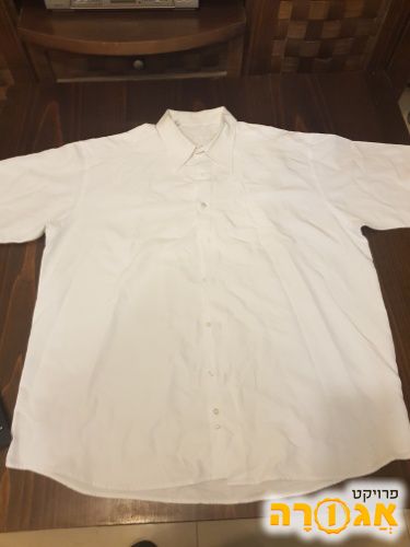 חולצת גברים אלגנט לבנה חצי שרוול XXL