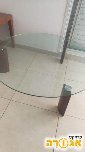 שולחן סלוני עגול זכוכית