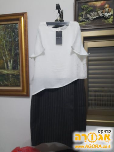 שמלה קצרה שחור ולבן חדשה עם אטיקט