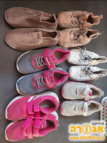 8 זוגות נעליים לבנות בגיל 6-7 מידות 30-3