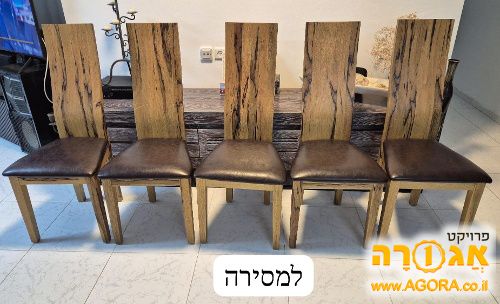 5 כסאות מעץ מלא אגוז אפריקאי