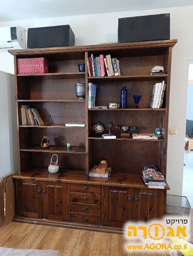 ספרייה וינטז' מעץ מלא