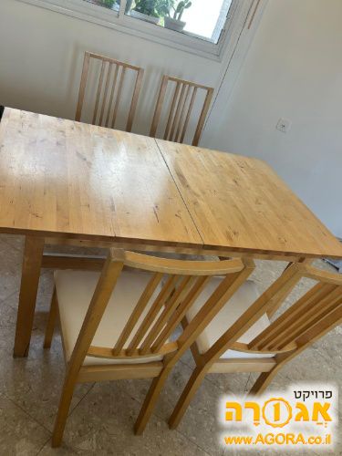 שולחן+4 כיסאות מעץ אלון מלא