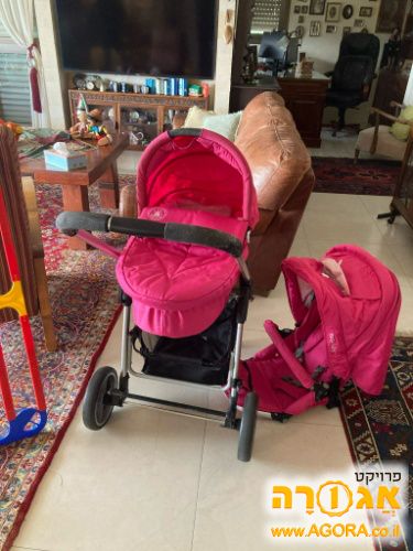 עגלה תינוק משולבת ורודה