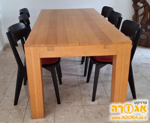 שולחן אוכל גדול ומרווח, מעץ מלא 190X90