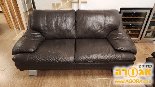 סלון עור חום 2+3 מבית איטלסופה