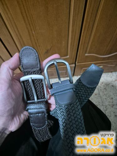 2 חגורות קלועות אלסטיות. כסוף וחום