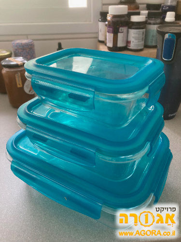 סט 3 קופסאות מזון מזכוכית