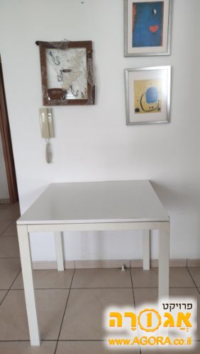 שולחן איקאה ריבוע לבן רגלי ברזל לבנות