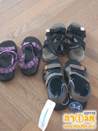 3 זוגות סנדלים לבנים 33-34