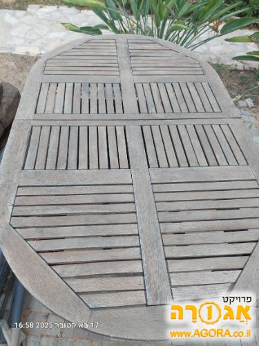 שולחן גינה גדול מעץ