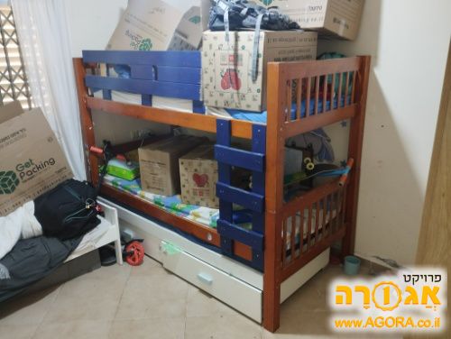 מיטת קומתיים פלוס מיטת חבר ואחסון ומעקה
