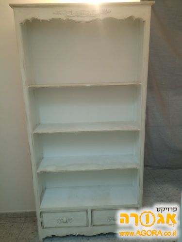 כוננית עץ וינטג לבנה