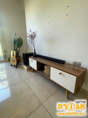 שידת טלויזיה מעץ עם שתי מגירות