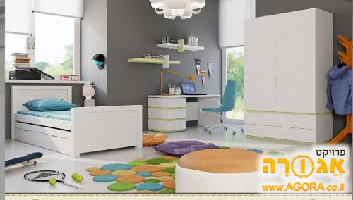 מיטת חבר "מיטה לי" עץ /לבן/קרם