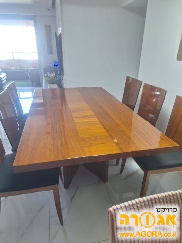 שולחן אוכל מעץ מלא 6 כסאות