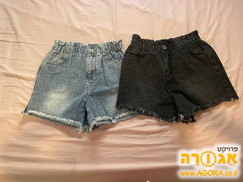 מכנסי גי'נס קצרות לנערות מידה 16 גומי