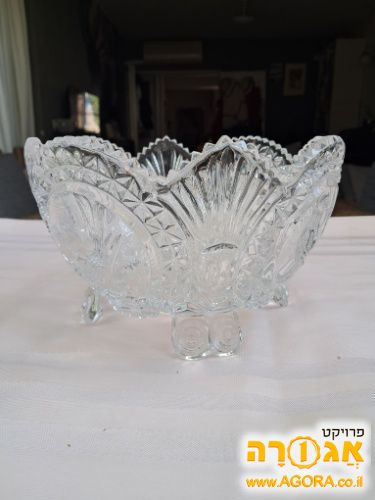 כלי קריסטל מגש עוגה וקערת פירות