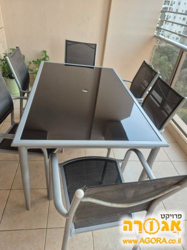 שולחן + 6 כסאות למרפסת