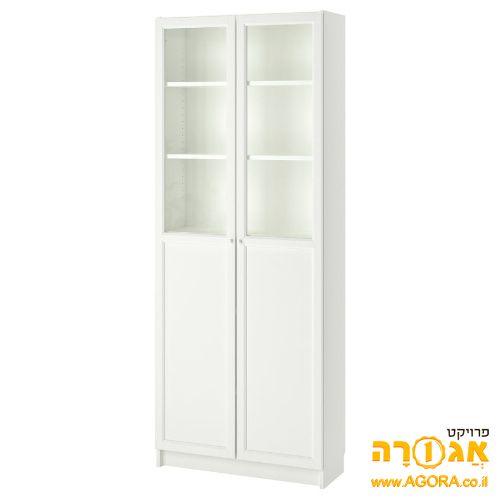 ארון billy עם דלת חצי זכוכית לבן