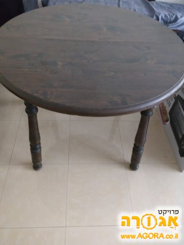שולחן עץ עגול , קוטר 1 מ'