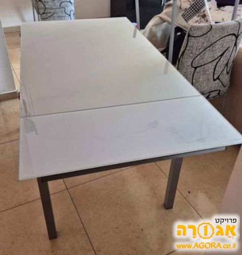 שולחן אוכל מזכוכית 1.20 נפתח ל1.60