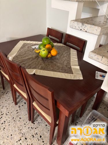פינת אוכל מעץ מלא+ 6 כסאות
