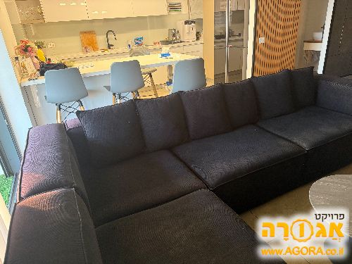 סלון פינתי בד שחור. 3 מטר * 1.8 מטר