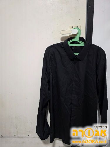 חולצת גבר מכופתרת שחורה 2XL
