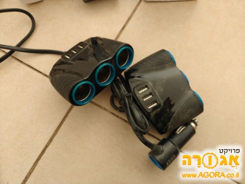 מפצל חשמל ו-USB למצת הרכב