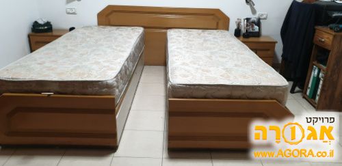 מיטות חדר שינה מעץ+מזרונים