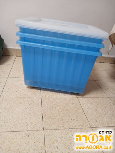 3 קופסאות אחסון עם גלגלים - איקאה