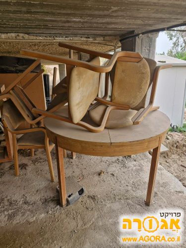 שולחן נפתח עגול וכיסאות 8