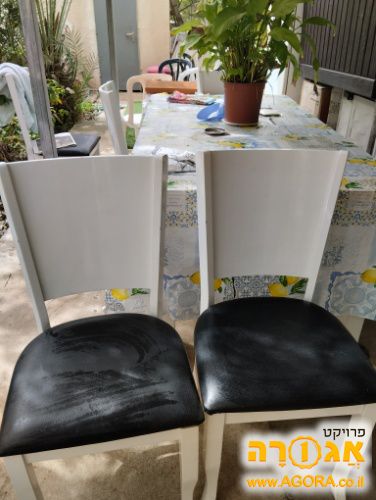 שולחן פינת אוכל ענק צבע לבן עם 6 כסאות