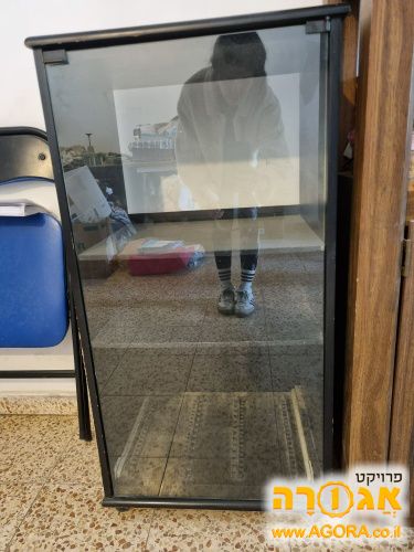 ארונית לסלון עם דלת זכוכית ומדפים