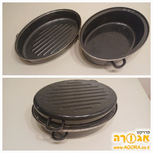 תבנית בשרי אובלית מברזל יצוק מצופה אמייל