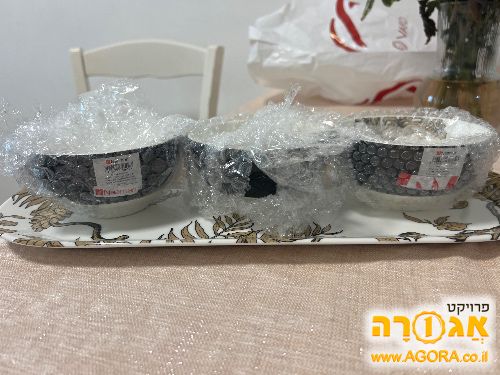 מגש וקערות פורצלן