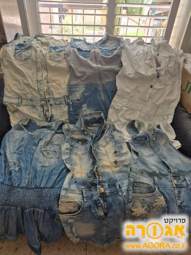 שישה אוברולים ג'ינס מידה לארג' נשים