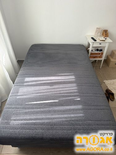 מיטה וחצי אפורה כולל ארגז מצעים