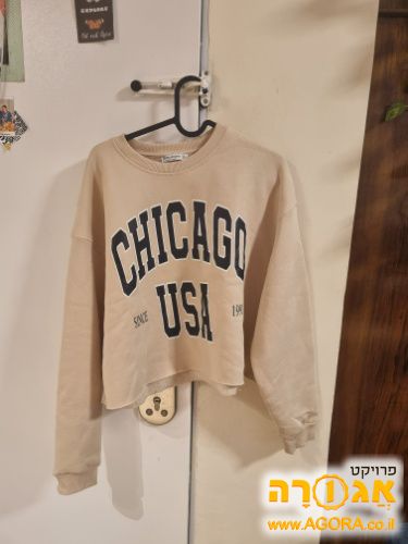 Stradivarius chicago sweatshirt in stone