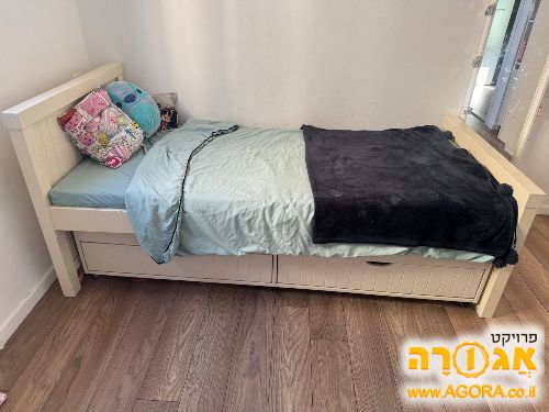מיטה+מיטת חבר (ללא מזרנים) עם 2 מגירות