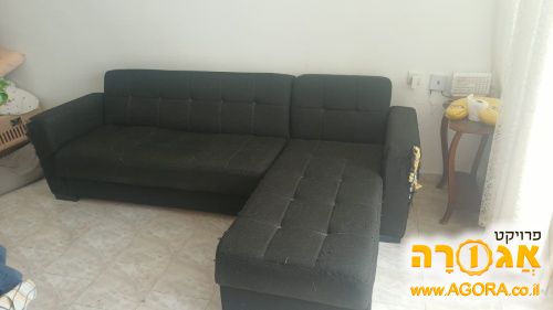 ספה פינתית עם שזלונג וארגז מצעים