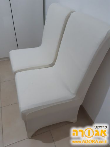 6 כסאות סלון מעץ מלא דמוי עור לבן
