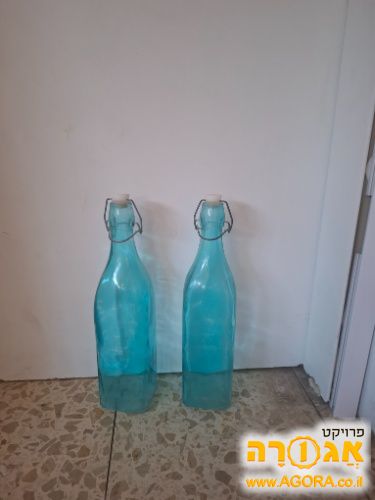 2 בקבוקי זכוכית לנוי
