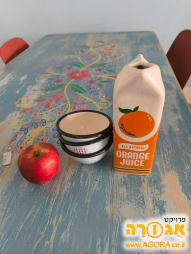 קנקן מעוצבמ קרמיקה וקערות אמייל