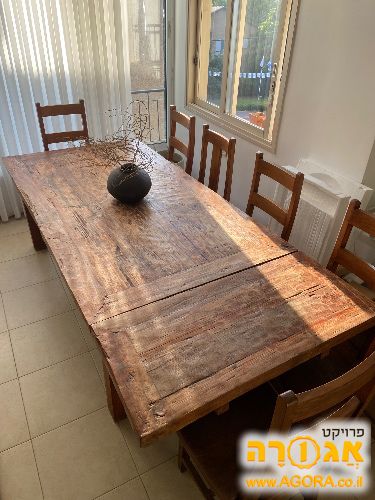 שולחן עץ ממוחזר עץ מלא+ 6 כסאות