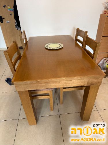 שולחן אוכל עץ נפתח + 6 כסאות